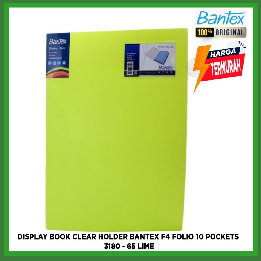 

Display Book Clear Holder Bantex F4 Folio 10 Pockets 3180 - 65 Lime