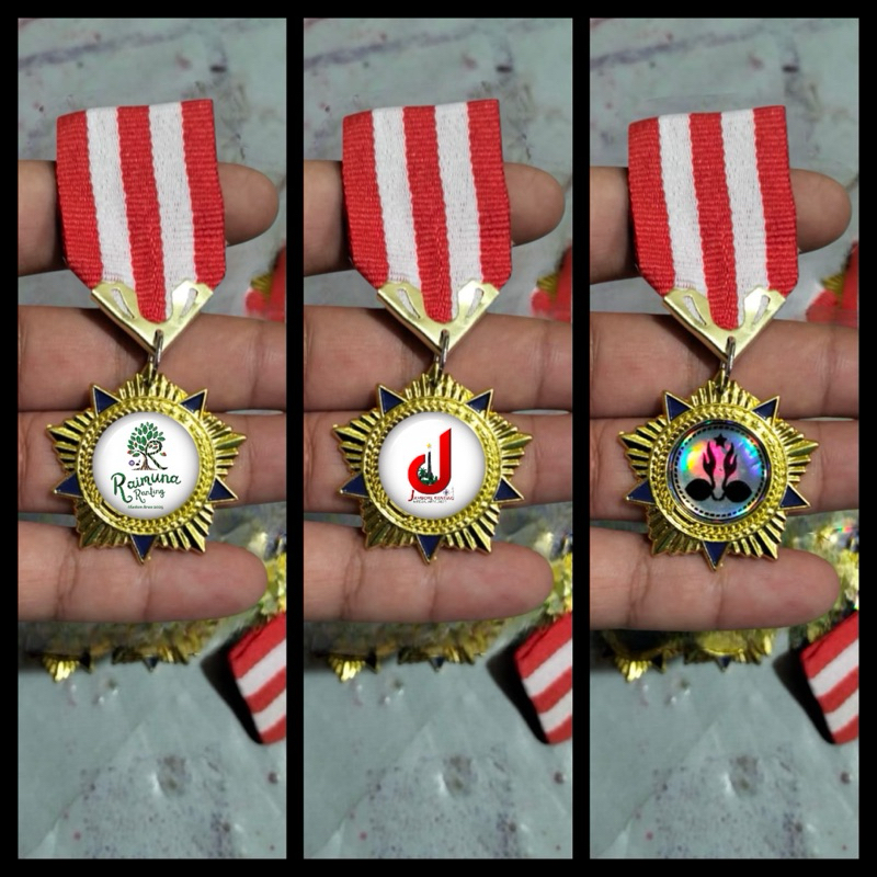 Tiska Tigor pramuka pin medali custom logo bahan logam