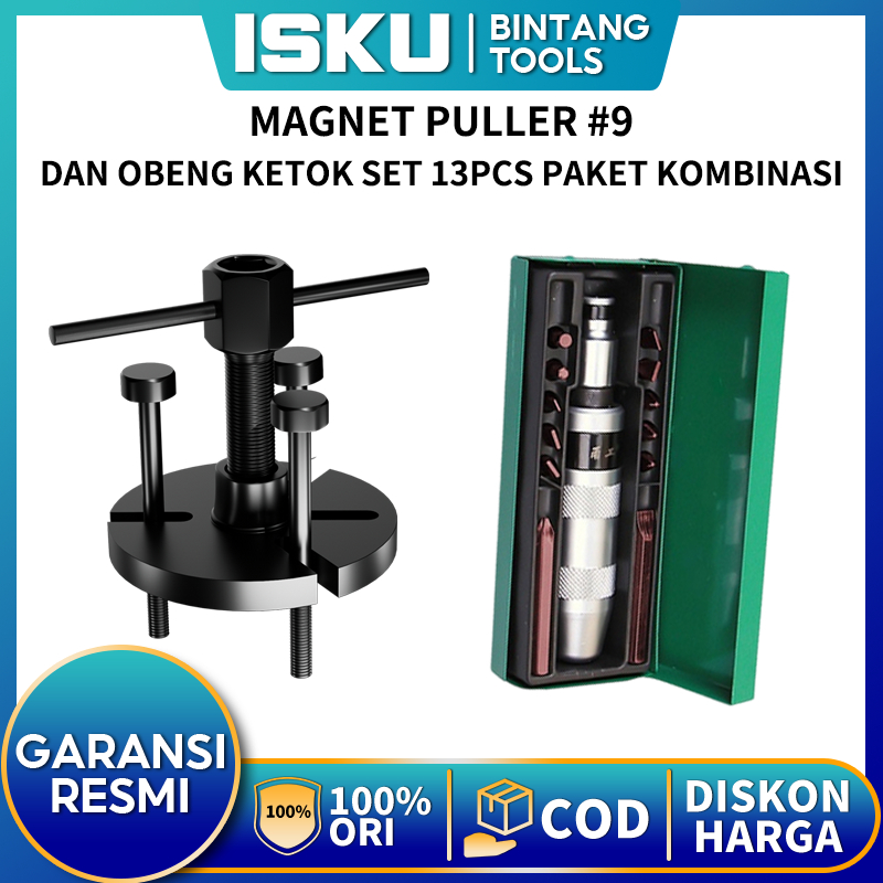 ISKU  Magnet Puller #9 dan Obeng ketok set 13pcs Paket Kombinasi Alat umum untuk pembongkaran dan pe