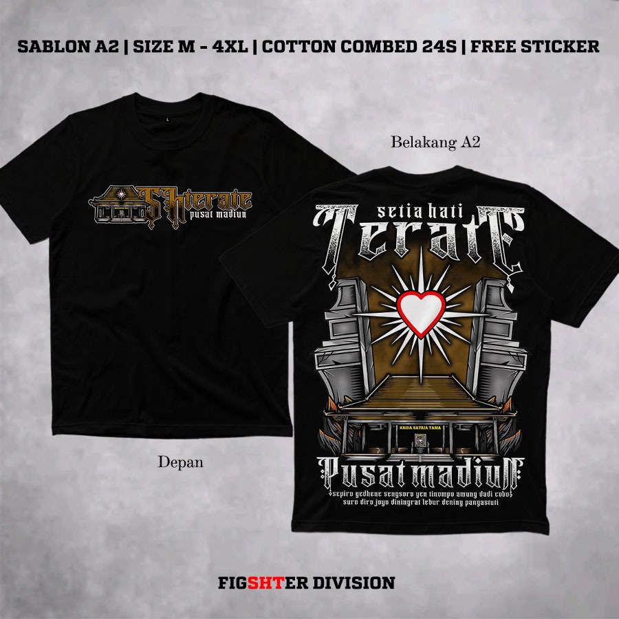 Kaos PSHT Padepokan Krida Satria Tama Pusat Madiun Cotton Combed 24s
