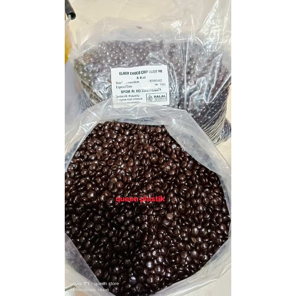 

Choco chip ELMER chocochips coklat setengah bulat repack 250 gr 1 kg