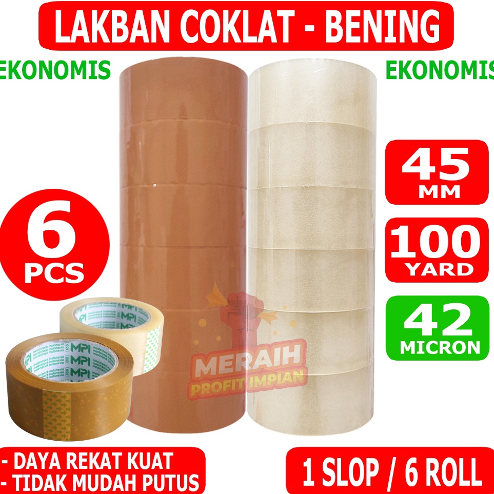 

KODE X14F 1 SLOP Lakban Bening Coklat 1 Yard Lakban MPI 45 mm x 1 Yard Paket Hemat Termurah