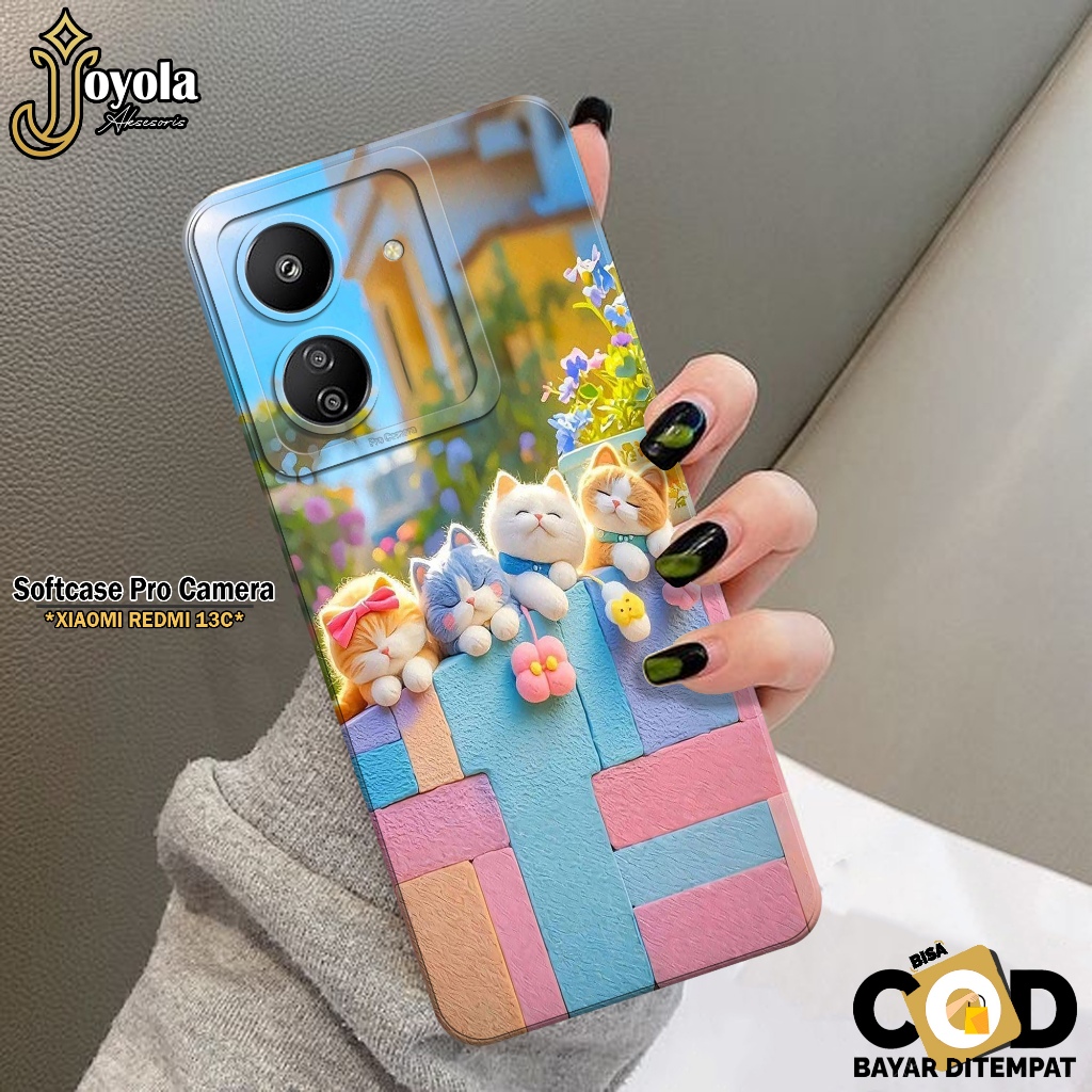 JOYOLA Case Xiaomi Redmi 13C 2023 Terbaru - Fahion Case Kartun - Softcase Xiaomi Redmi 13C - Pro Cam