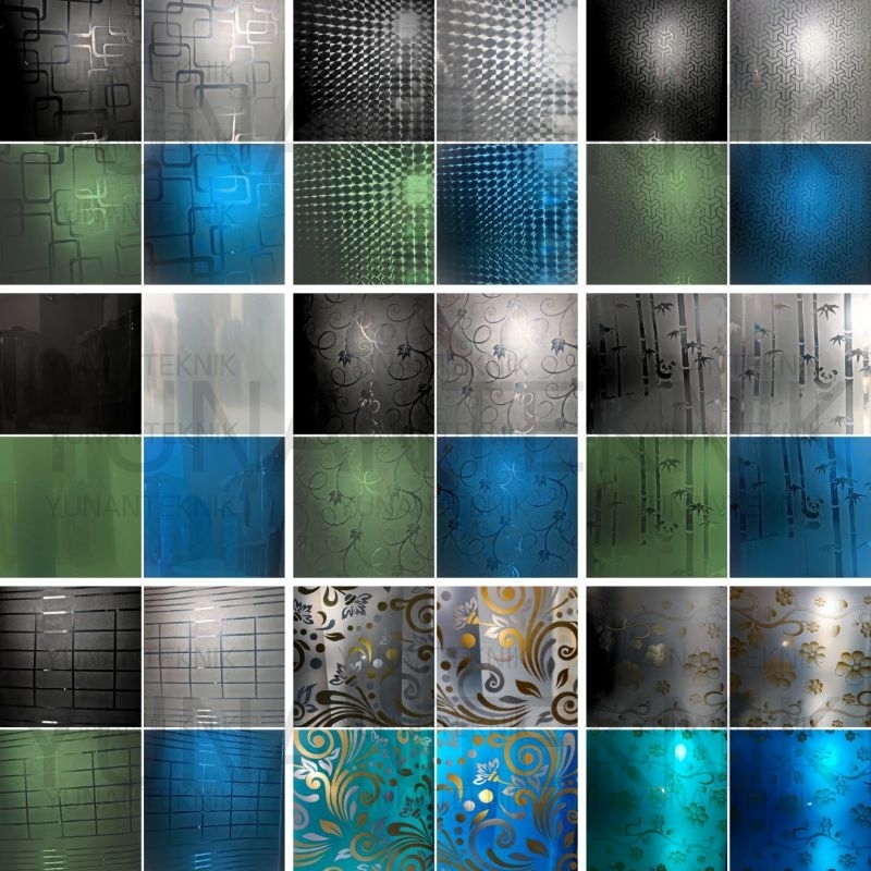 Fiber Pagar Plastik Motif Harga Meteran / 1 Meter (Bambu Panda/Dimensi/Kotak/Garis/Koi Arwana/Tulip/