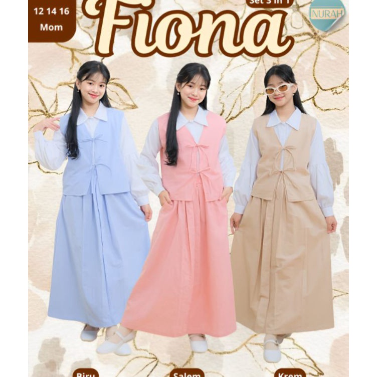 KODE I27H Fiona 3in1 set  Gamis 3in1 set Korea Gamis model korea  gamis remaja  gamis putih