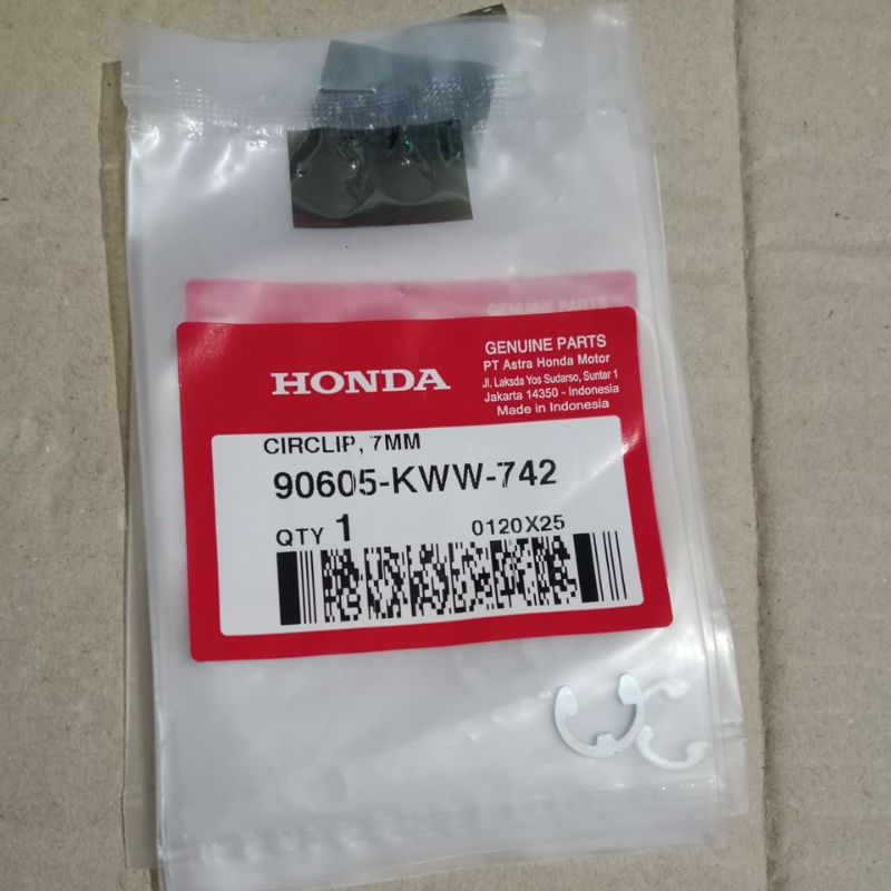 AHM 90605-KWW-742 Circlip klip 7mm Kancingan kampas ganda RevoFi,Vario125/150,Beat eSP,ScoopyeSP,PCX