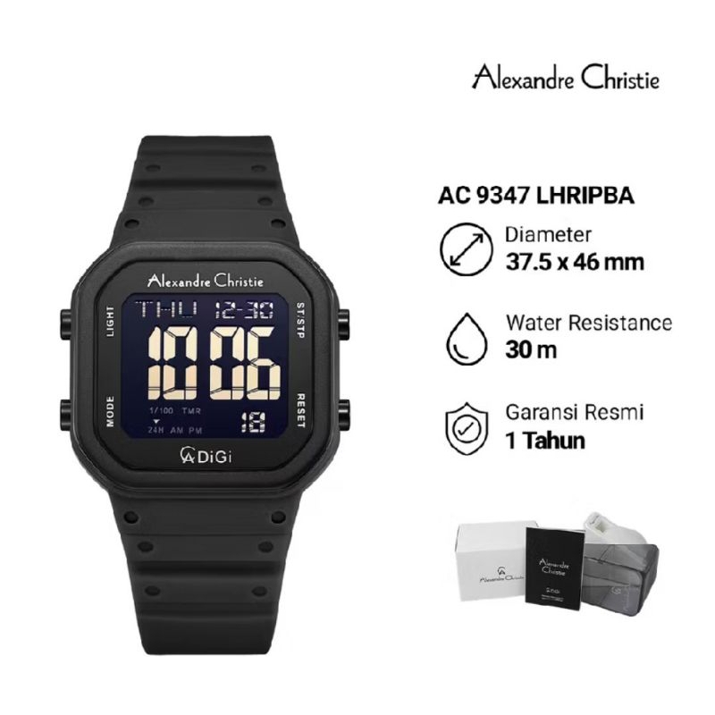 Jam Tangan Wanita Alexander Christie AC 9347 LHRIPBA Digital Rubber Strap Original Garansi