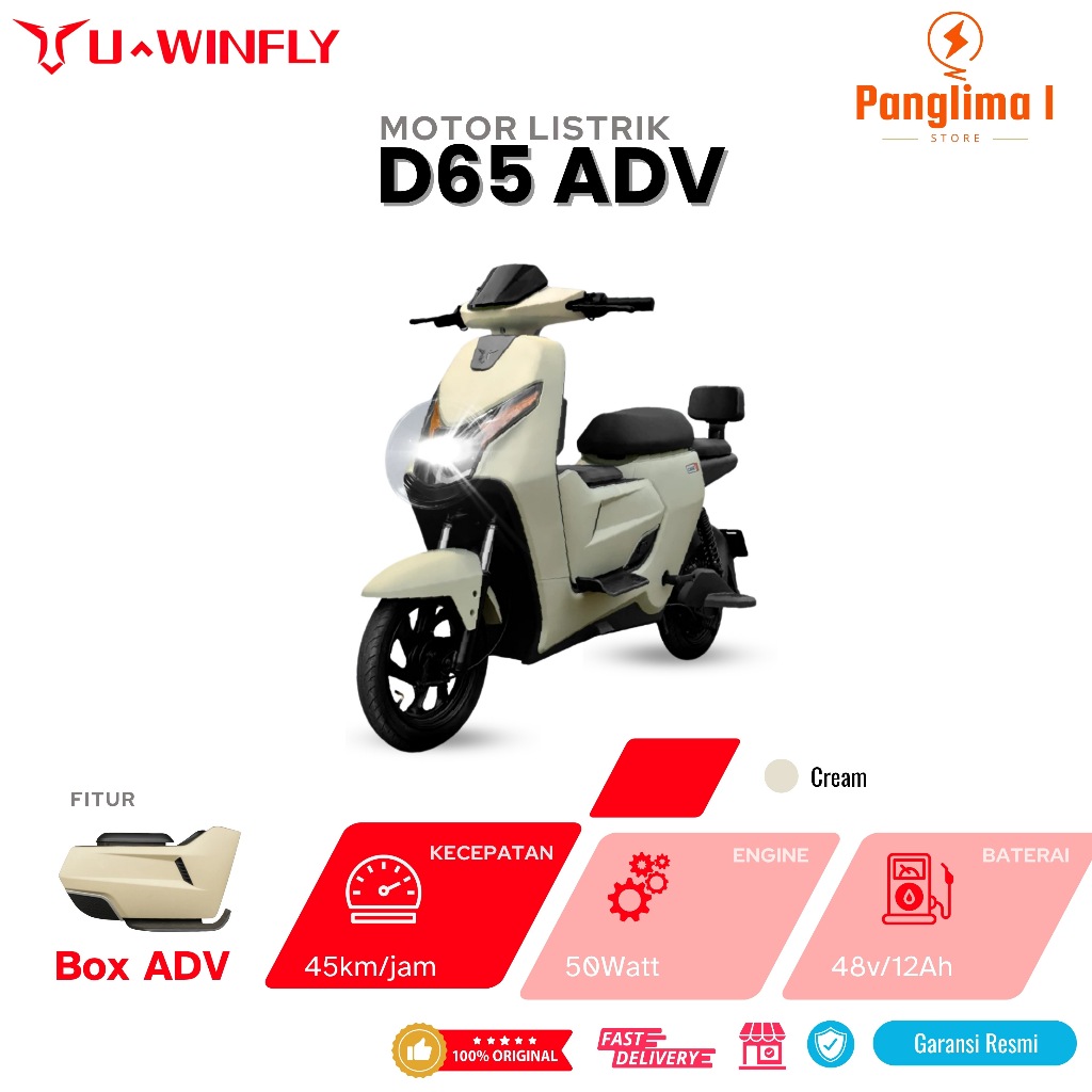 [Terbaru] Sepeda Listrik Uwinfly D65 ADV - Box Tambahan didepan extra Besar - Spedometer terbaru _ T