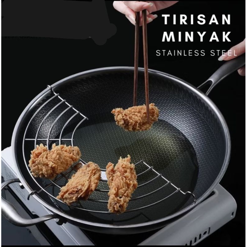 Peniris minyak gorengan wajan Alat Tirisan Minyak Saringan minyak Stainless Alat Tiris Gorengan l ti