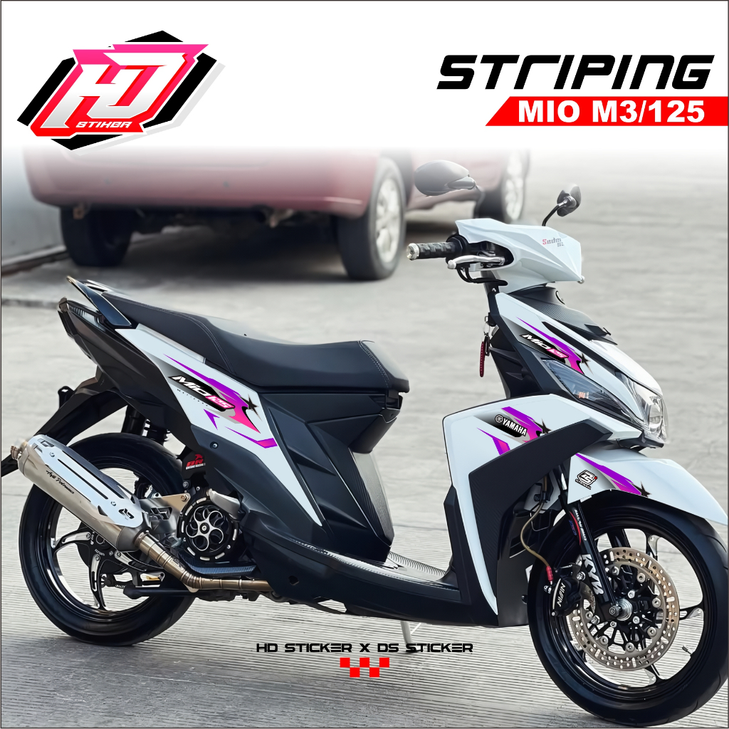 Stiker Mio 125 M3 Decal Striping Mio M3/125 Modifikasi Simple Premium Racing HD22 PUTIH HDSTIKER