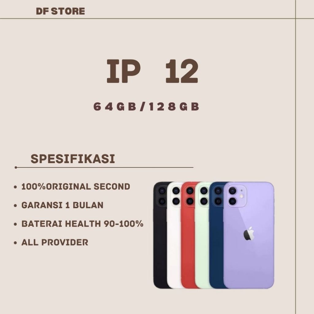 HP iphone 12 64GB/128GB/256GB second semua asli fullset-Kondisi  mulus like new%BERGANSI