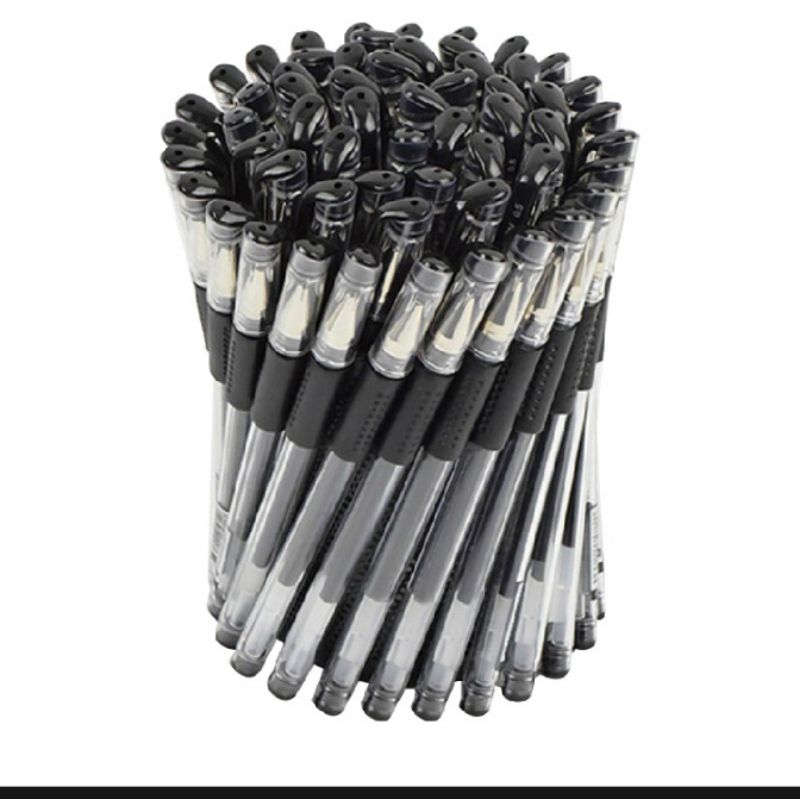 

Pen Gel tinta hitam pen sekolah dan kantor harga perlusin 12 pcs lancar buat menulis