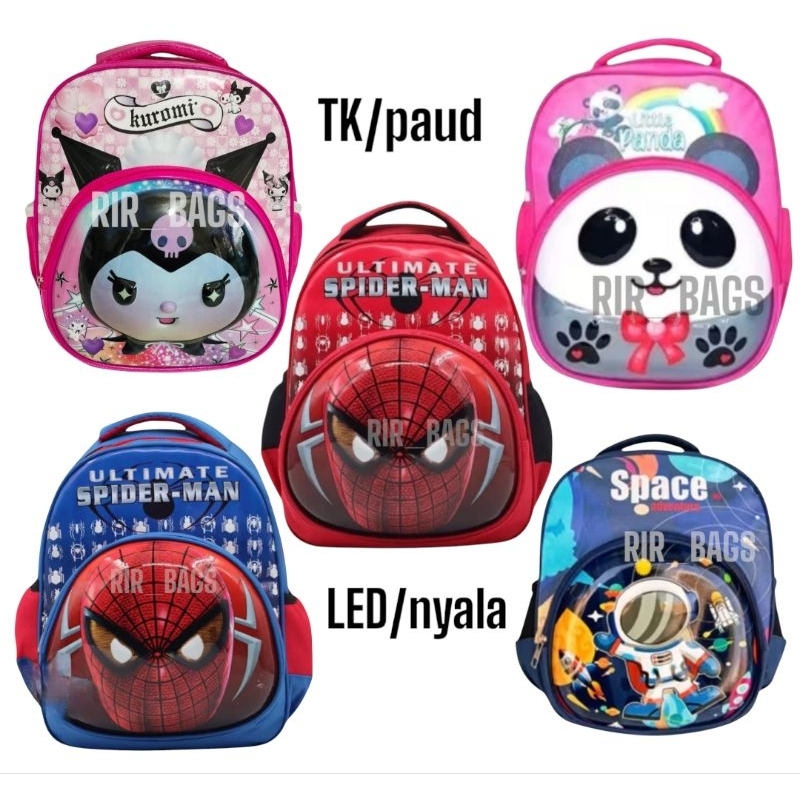Tas sekolah anak TK/tas sekolah embos TK LED/tas anak perempuan LED/tas anak lucu/tas anak karakter 