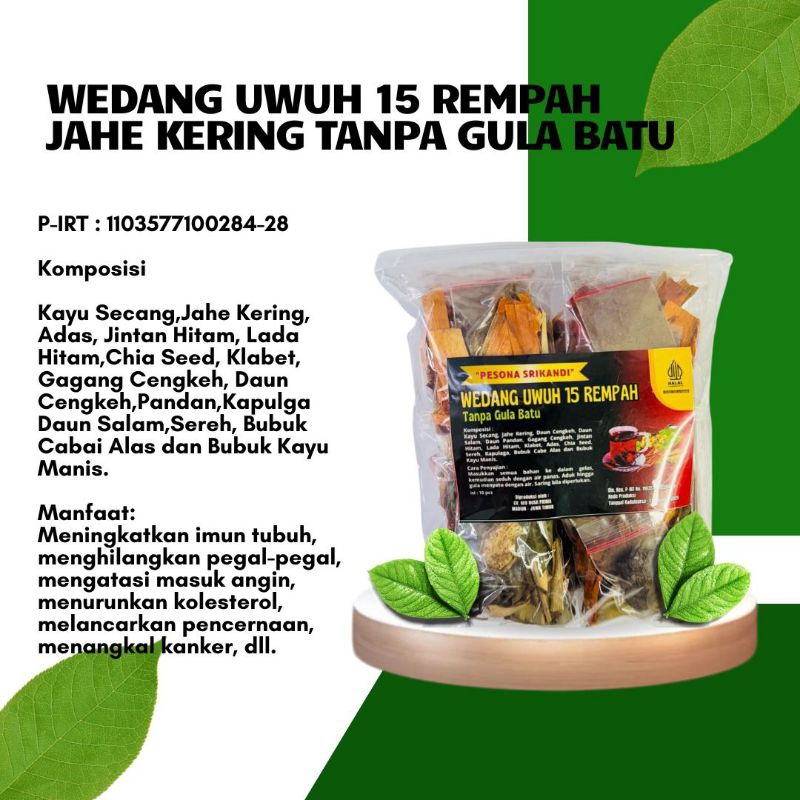 

1 Pack isi 10 Pcs Wedang Uwuh 15 Rempah Tanpa Gula Batu