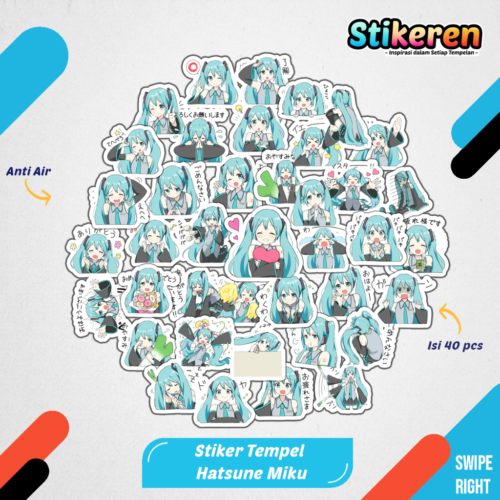 

Stiker Anime Hatsune Miku Paper Vinyl Dekorasi Laptop Koper Tumbler Kulkas DIY