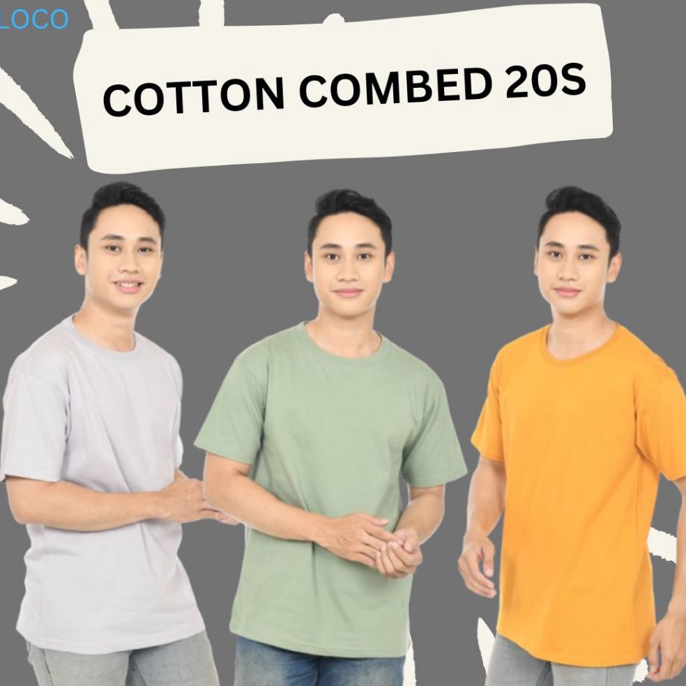 LoCO  Kaos Polos 1 Cotton Combed 2S Premium  SXXL  Katun Combed Tebal Pria Wanita KODE H1D4