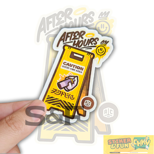 

Stiker Sticker Vinyl Laminasi COUTION SIGN YELLOW