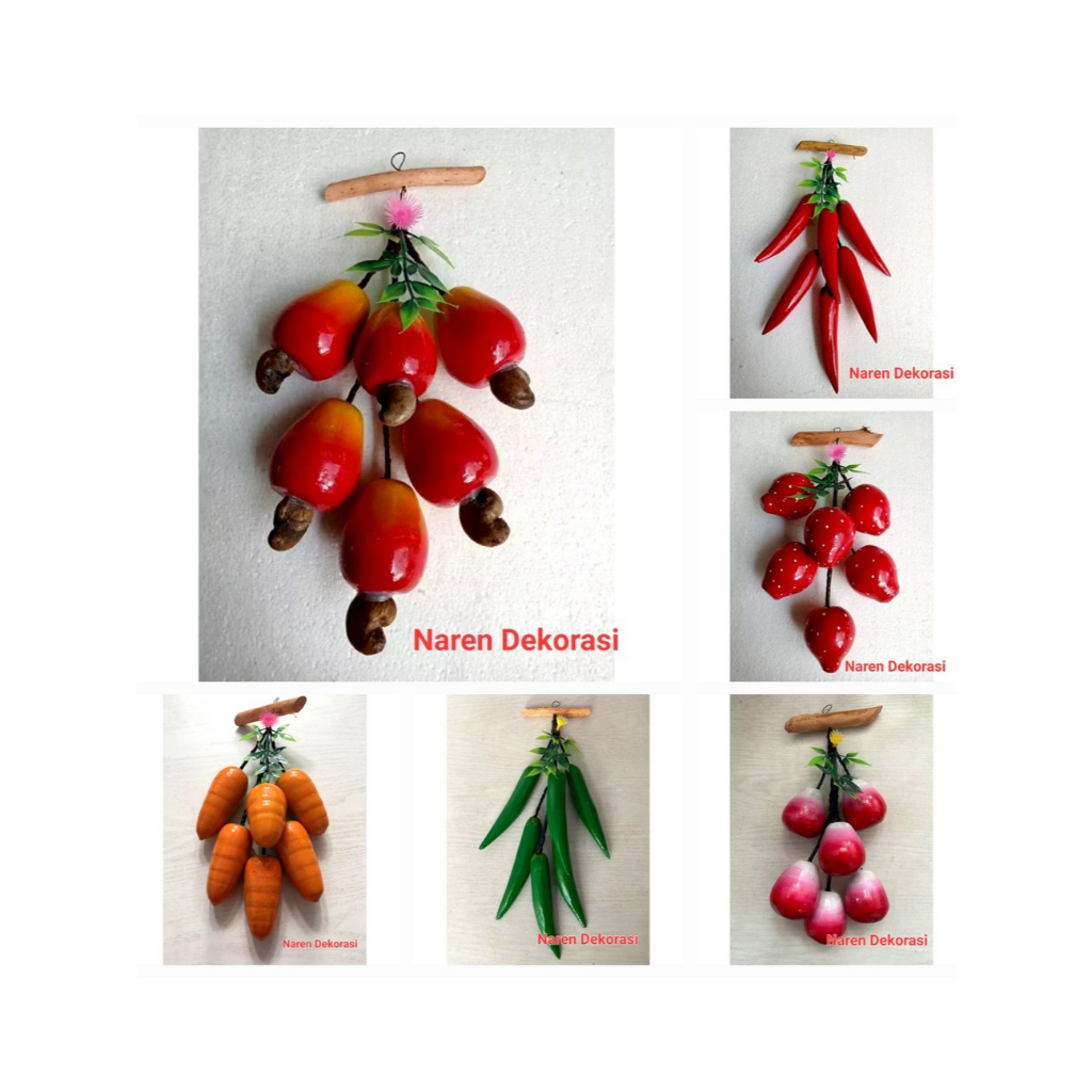 NAREN DEKORASI | Hiasan Buah Renteng isi 6 biji | Dekorasi Buah Palsu Imitasi | Hadiah Sauvenir Buah
