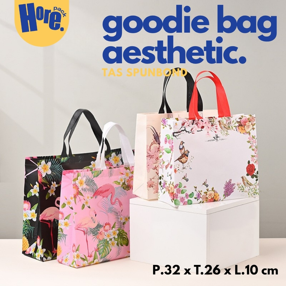

1PCS Tas Belanja Tote Bag Spunbond Kain Motif Premium Kantong Jumbo Tas Kado Gift Kantong Belanja