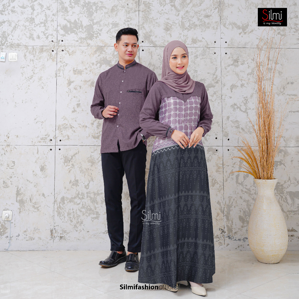 Moslemwear | Gamis Couple Pasangan - Inara Black Onix - Gamis Wanita Terbaru 2025 - Gamis Set Couple