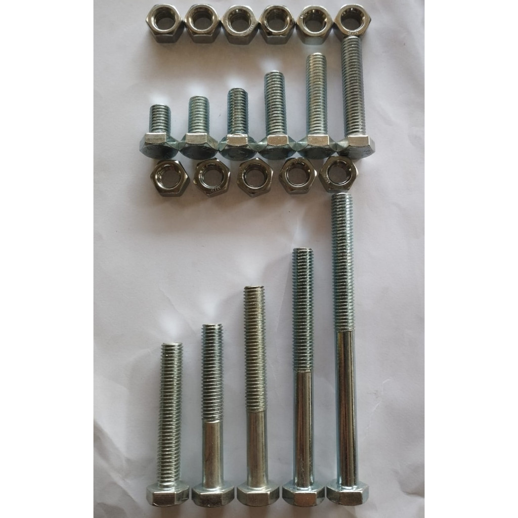 BAUT MUR PUTIH M12X50MM (5 CM) / BAUT HEXAGON 12X50 / BMP 12X50/ BAUT KUNCI 19