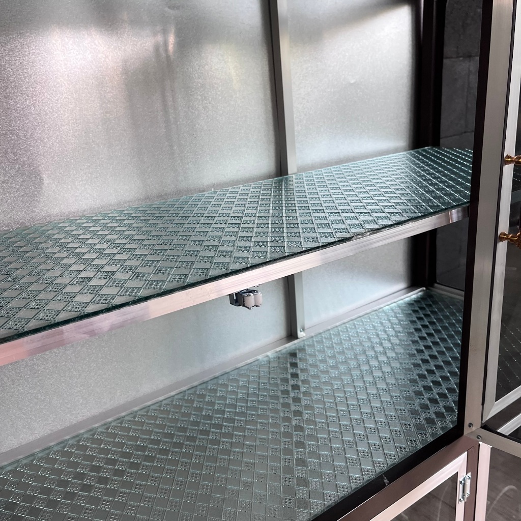 Terangbenderang_ Hanuman Aluminium Rak Piring Lemari Full Kaca Riben 2 Pintu