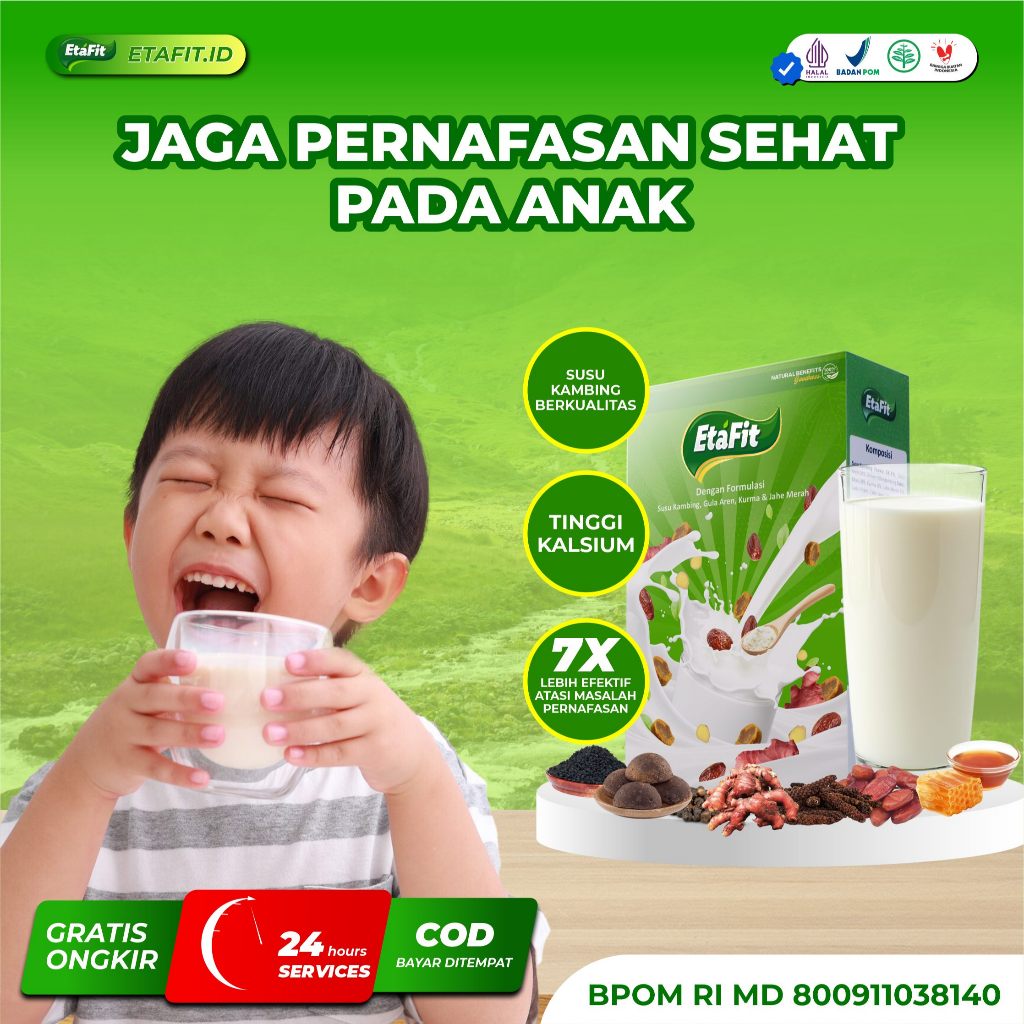 

ETAFIT - Susu Herbal Atasi Masalah Pernafasan Anak Batuk Asma Sakit Tenggorokan Sesak Nafas Ampuh