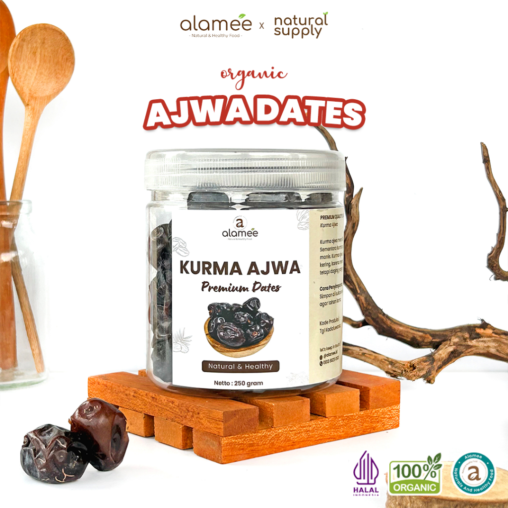 

ALAMEE Kurma Ajwa Madinah 250 gram Premium Super Grade A Crown Dates Manis Lembut Nabi Asli naturalsupply