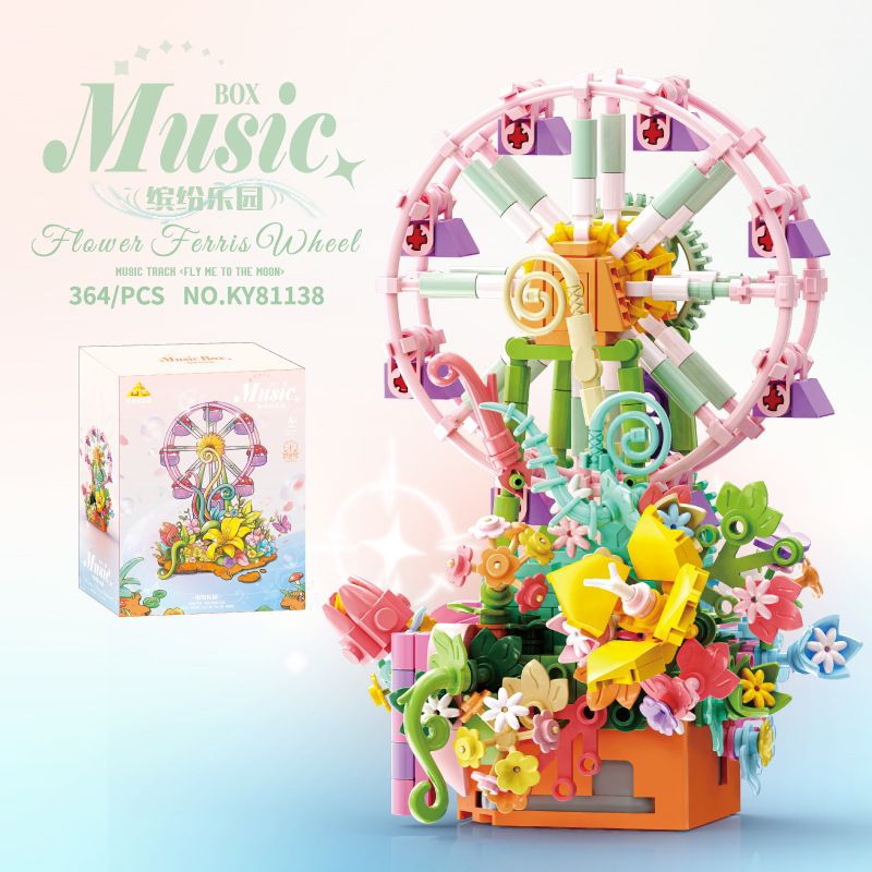 Bricks DIY Mainan Edukasi Anak Toys Balok Susun Music Box Musik Bianglala Kincir Ferris Wheel Bunga 