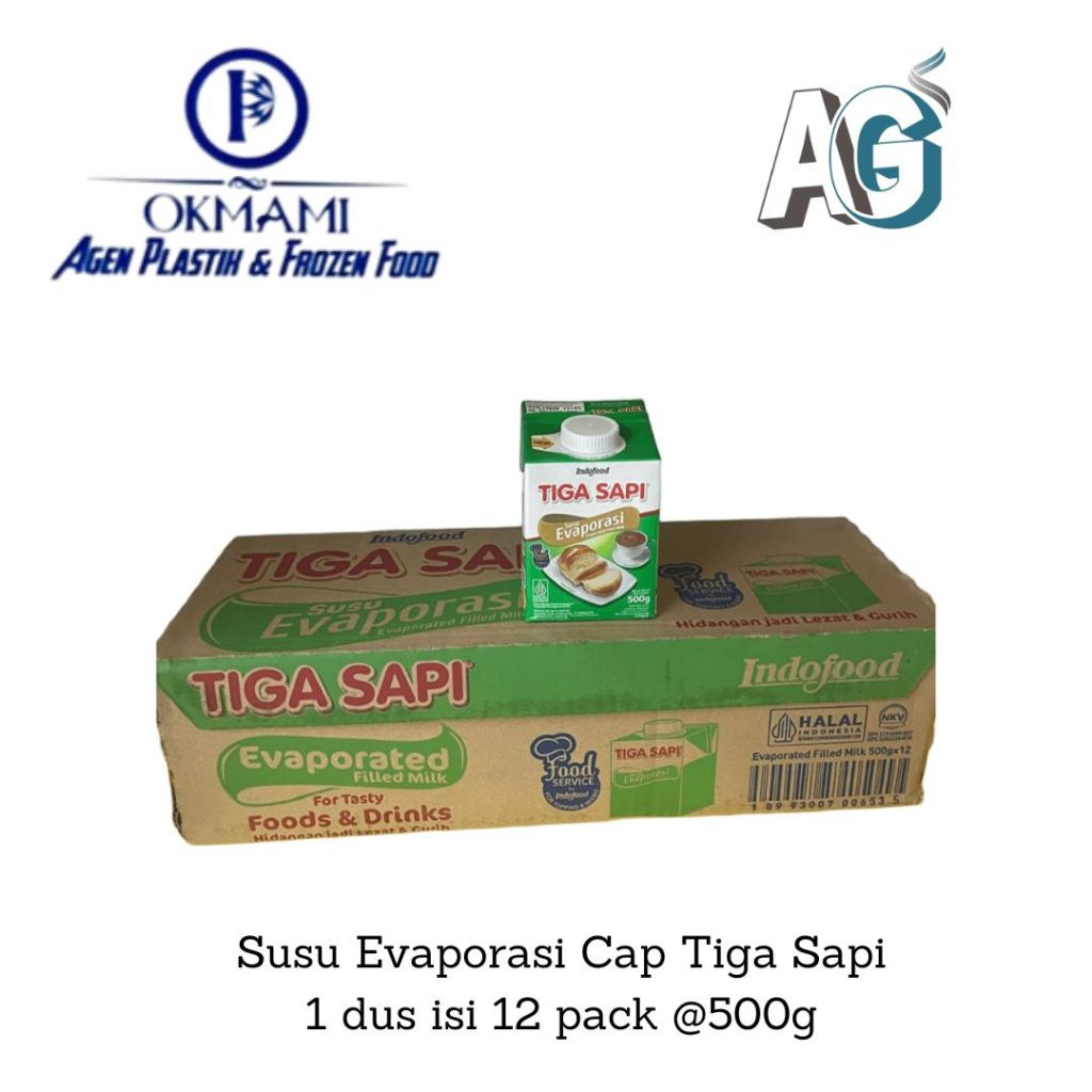 

Susu Evaporasi Tiga Sapi 1 DUS 12 pack x 500g | Susu Evaporasi Murah
