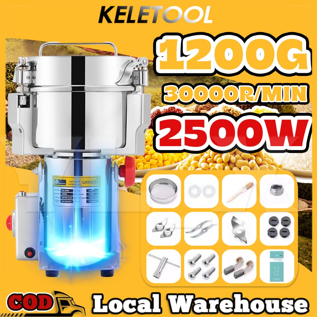 1200g Mesin penepung 5000w Mesin bubuktepung Penggiling Gerinda penggiling rempah kering penggiling 