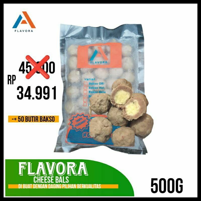 

FLAVORA CHEESE BALS PREMIUM A 500g | BAKSO KEJU ISI 50 BUTIR