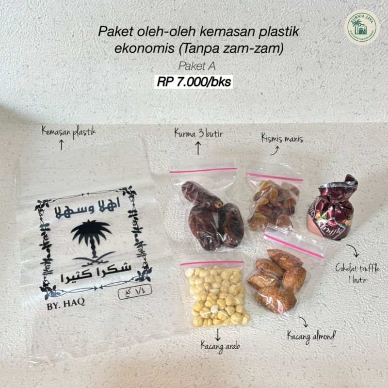 

Paket Oleh oleh Kemasan Plastik Ekonomis Tanpa Zam zam