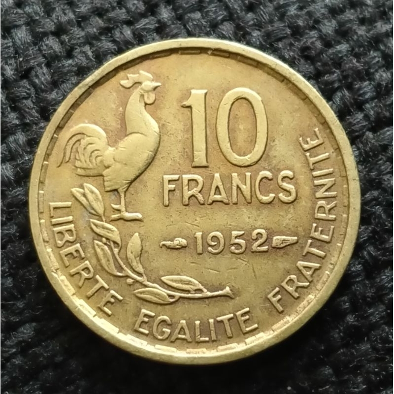 Koin Kuno Prancis 10 Francs 1952 Ayam Jago