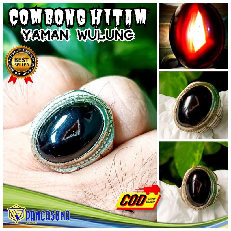 CINCIN COMBONG HITAM SULAIMAN YAMAN WULUNG ASLI NATURAL BATU ALAM
