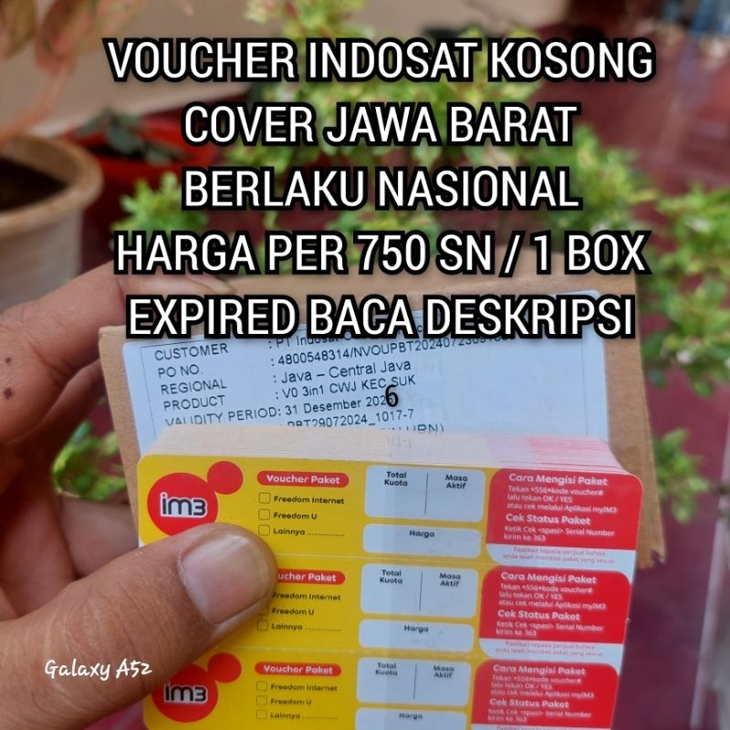 GROSIR 750 SN / 1 BOX VOUCHER INDOSAT KOSONG COVER JABAR EXP DESEMBER 2026