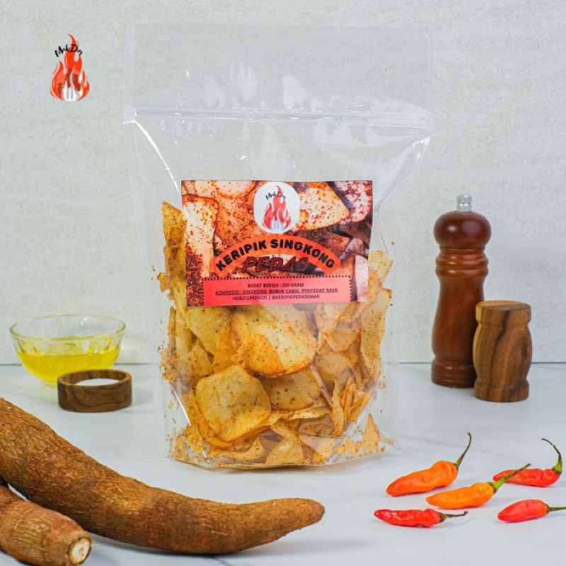 

Keripik Kripik Singkong Bumbu Pedas Asin Nori Mak Din