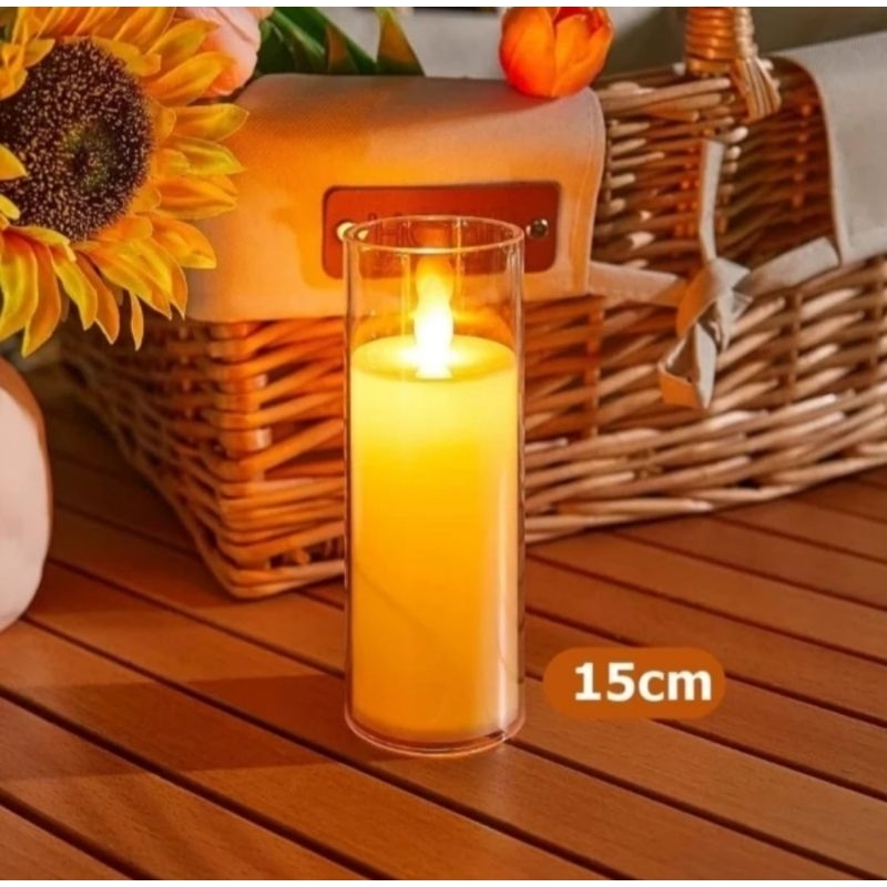 Lilin LED Lilin Elektrik Model Gelas Akrilik Lampu Goyang