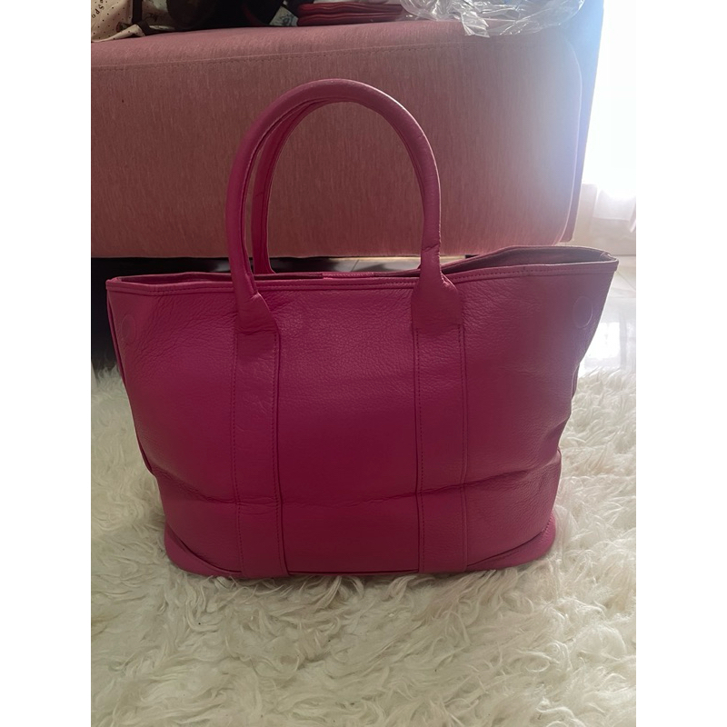 tas garden party kulit asli pink fushia