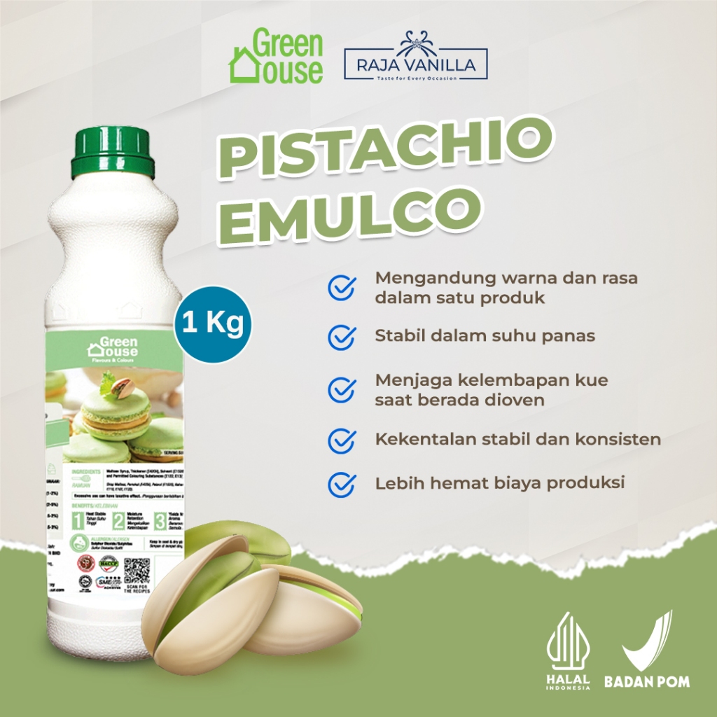 

Green House Pistachio Emulco - Perisa Makanan Aroma Kacang Pistachio 1 kg