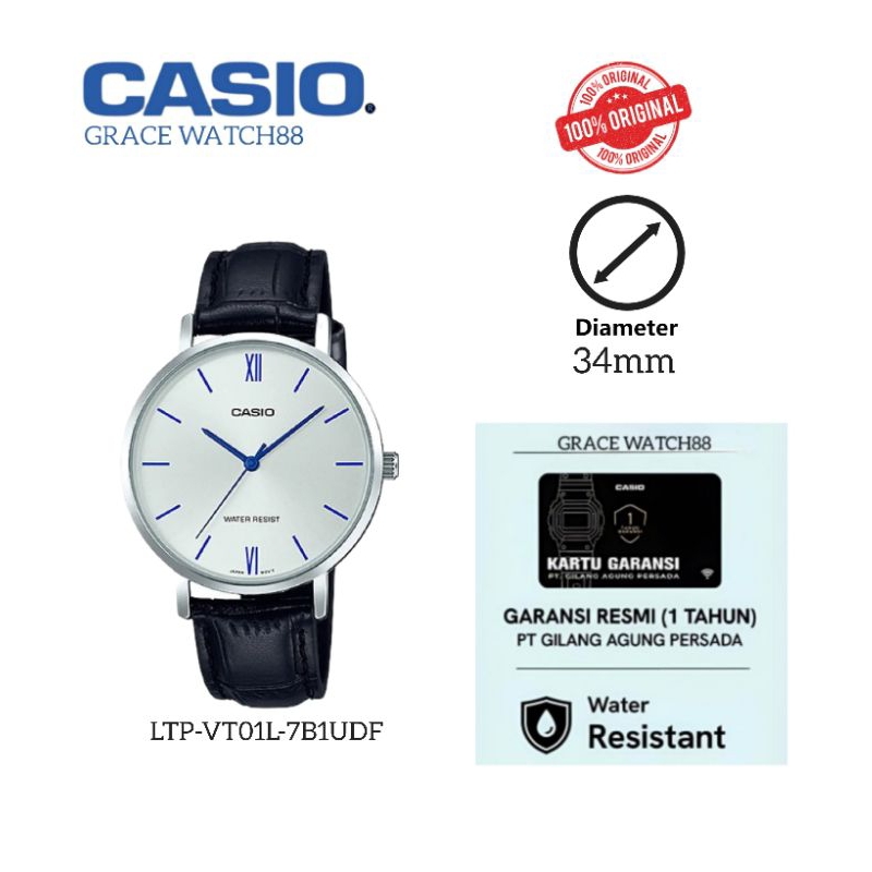 Jam Tangan Casio Analog Wanita Casio Ltp-Vt01L-7b1udf Casio Wanita Tali Kulit Original / Casio Cuopl