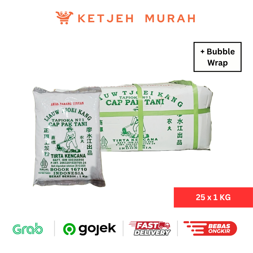 

Tepung Tapioka Sagu Tani Cap Liauw Tjoei Kang Tirta Kencana ASLI 1 Dus isi 25 x 1 KG [Pengiriman Reguler & Cargo]