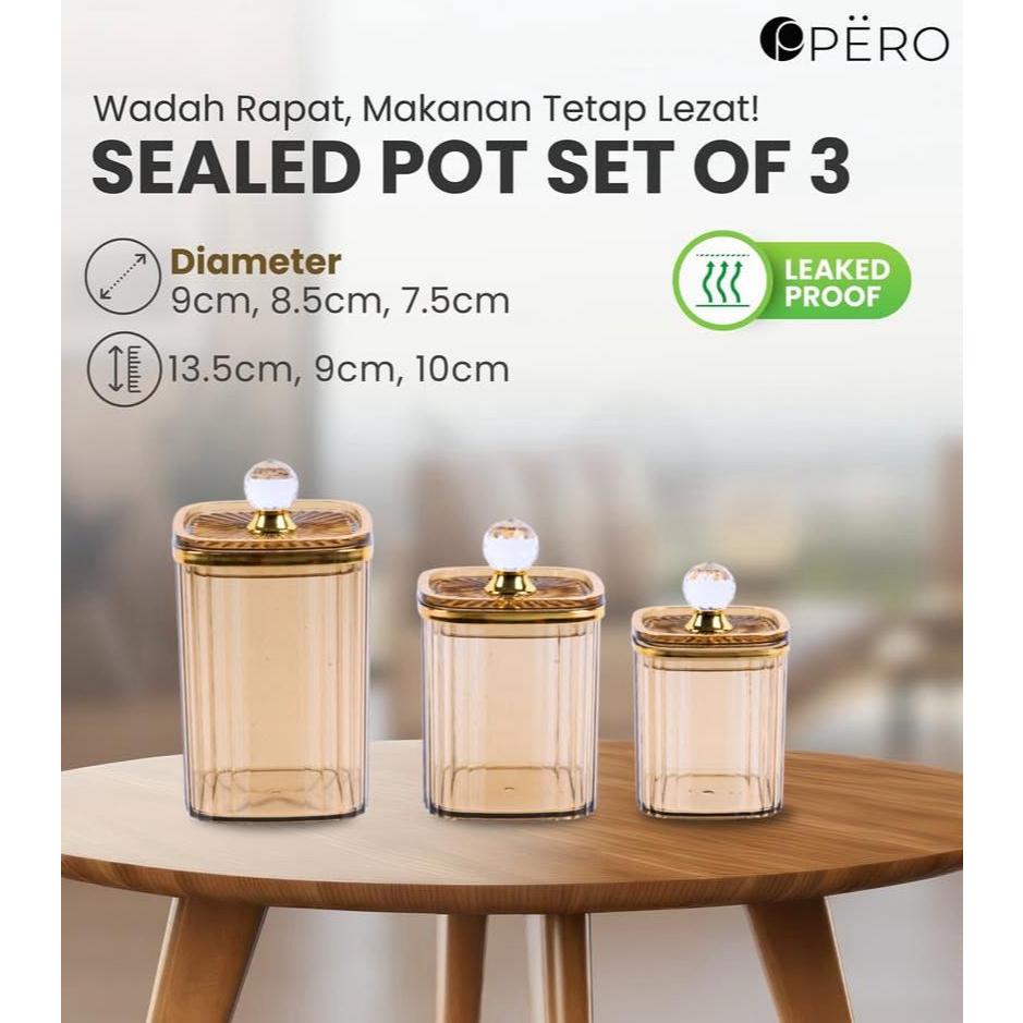 Toples Jar Set Of 3 Sealed Pot Pero