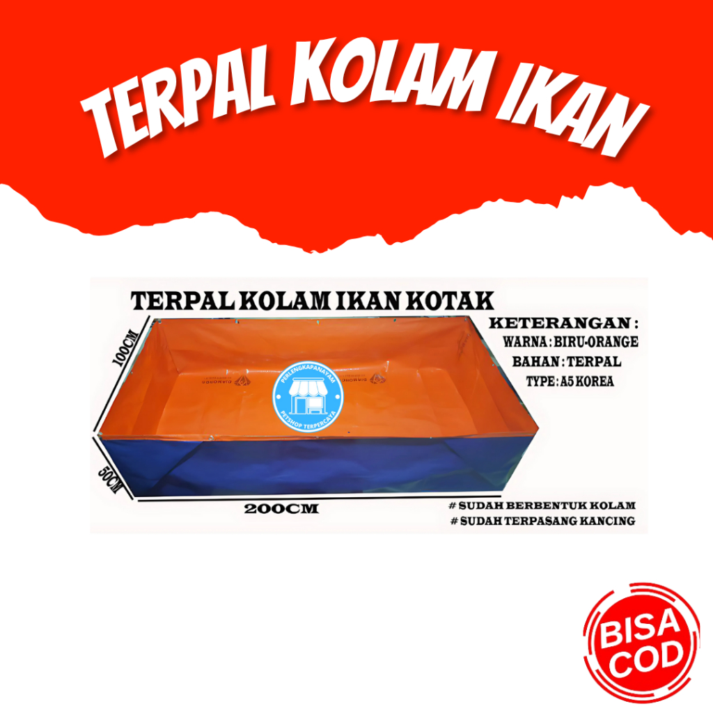 KAIN TERPAL 200x100x50 Terpal Kolam Ikan Lele Ukuran 100x100x50 Kolam Terpal Lele