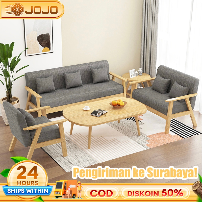 Sofa 3/2/1 Seater Sofa Bed Minimalis Sofa Ruang Tamu 1 Set Sofa Kain Fabric Kursi Ruang Tamu 1 Set