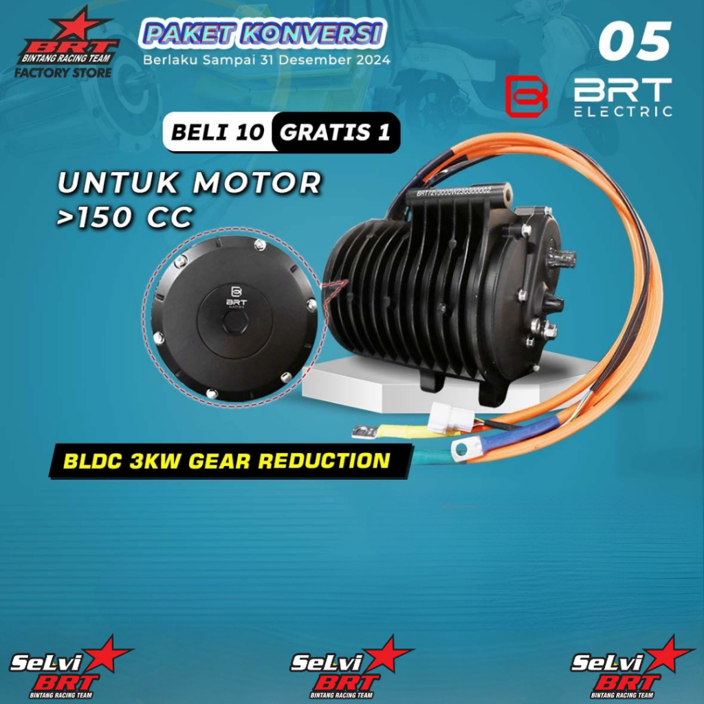 DINAMO BLDC BRT GEAR REDUCTION 3 KW 3000 Watt 72v EV KONVERSI MOTOR LISTRIK