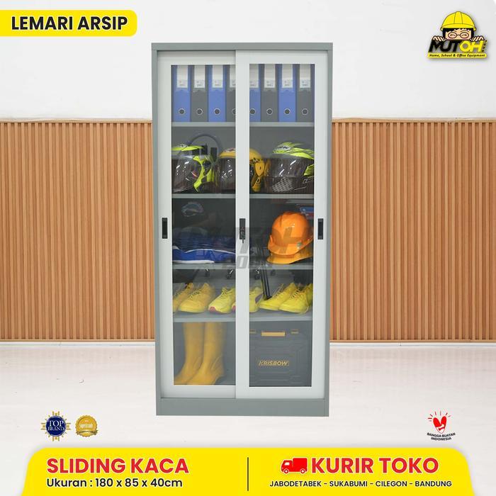 LEMARI ARSIP 2 PINTU | LEMARI BESI ARSIP KANTOR 2 PINTU SLIDING KACA PINTU GESER MUTOH2000