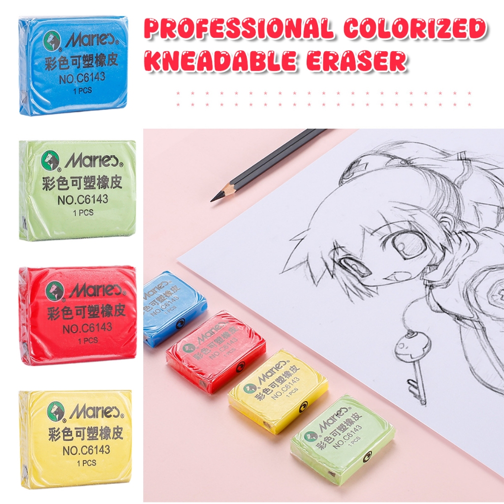 

MARIES Penghapus Karet Elastis C6143 Penghapus clay warna warni Kneadable Eraser