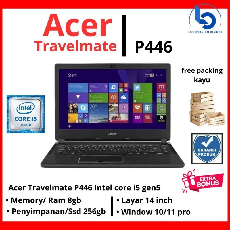 Laptop Acer Travelmate P446 Core i5 gen5 Ram 8gb SSD 256gb Original