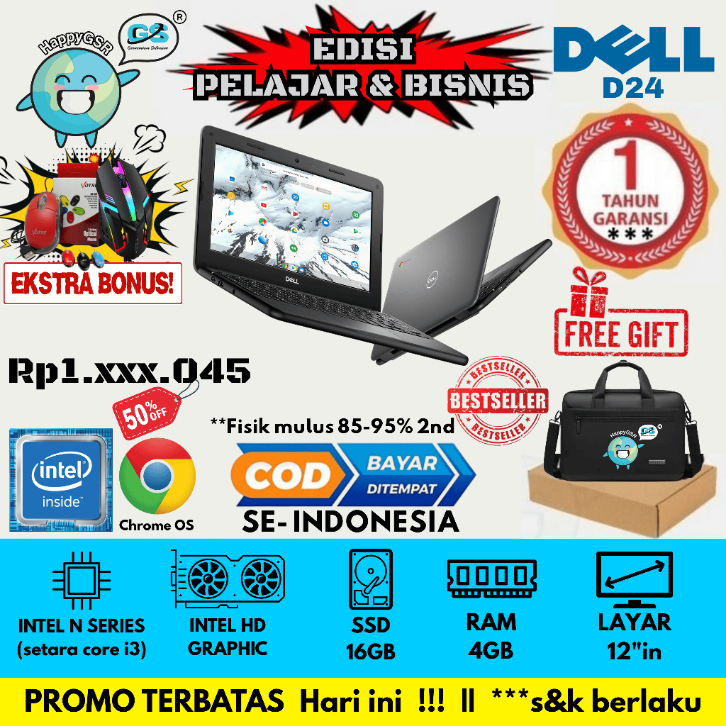 Laptop Dell 5190 Chromebook Murah | Laptop Pelajar | Cocok Sekolah & Kerja Ringan